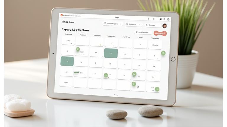 Représentation d'un calendrier de réservation en ligne avec des créneaux disponibles pour le bien-être.
