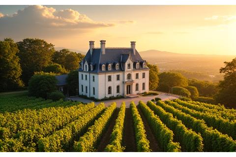 Château élégant au milieu des vignobles ensoleillés de Bordeaux